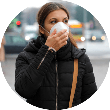 Woman wearing covid face mask