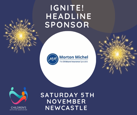 Children's Activities Association poster for annual conference - Ignite! Morton Michel as headline sponsor 