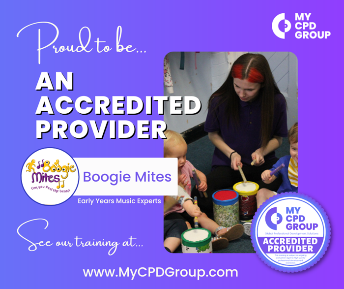 Boogie Mites accreditation provider announcement poster - an accredited provider of MyCPD Group  