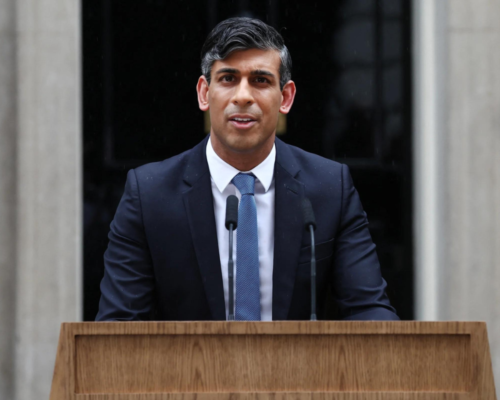 UK prime minister, Rishi Sunak, outside Downing Street announcing the date of the next UK general election (Getty)