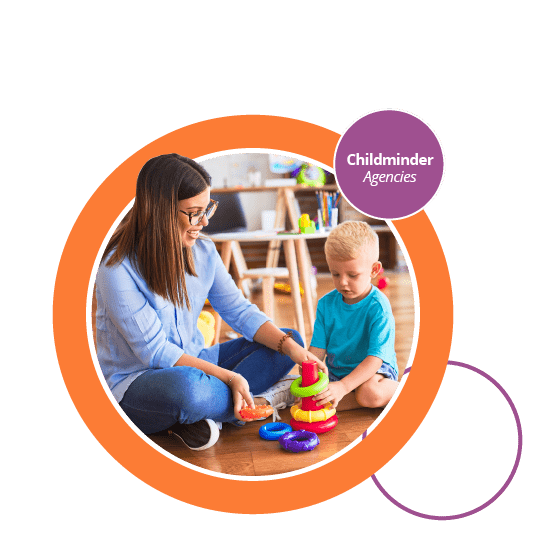 MM Childcare Agencies banner image A photograph of a carer and young child in a childcare agency.