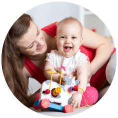 Decorative image, nanny with baby