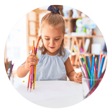 Girl with crayons